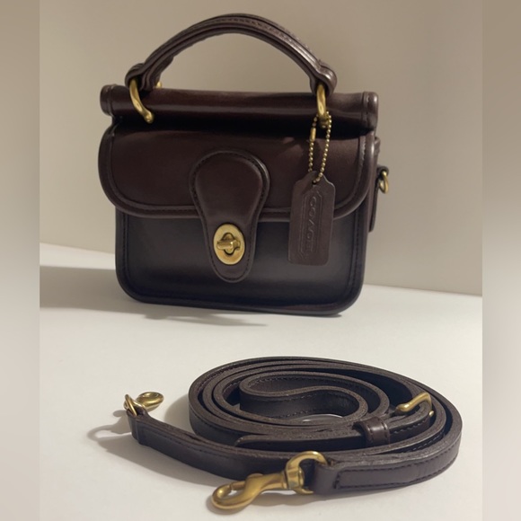 Coach Handbags - Vintage Coach Bag Winnie or Mini Willis in Mahogany Leather Crossbody  #9023
